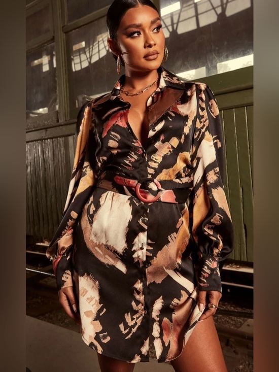 Fashion Nova Dresses & Skirts - NWT Fashion Nova Avita Satin Shirt Dress
